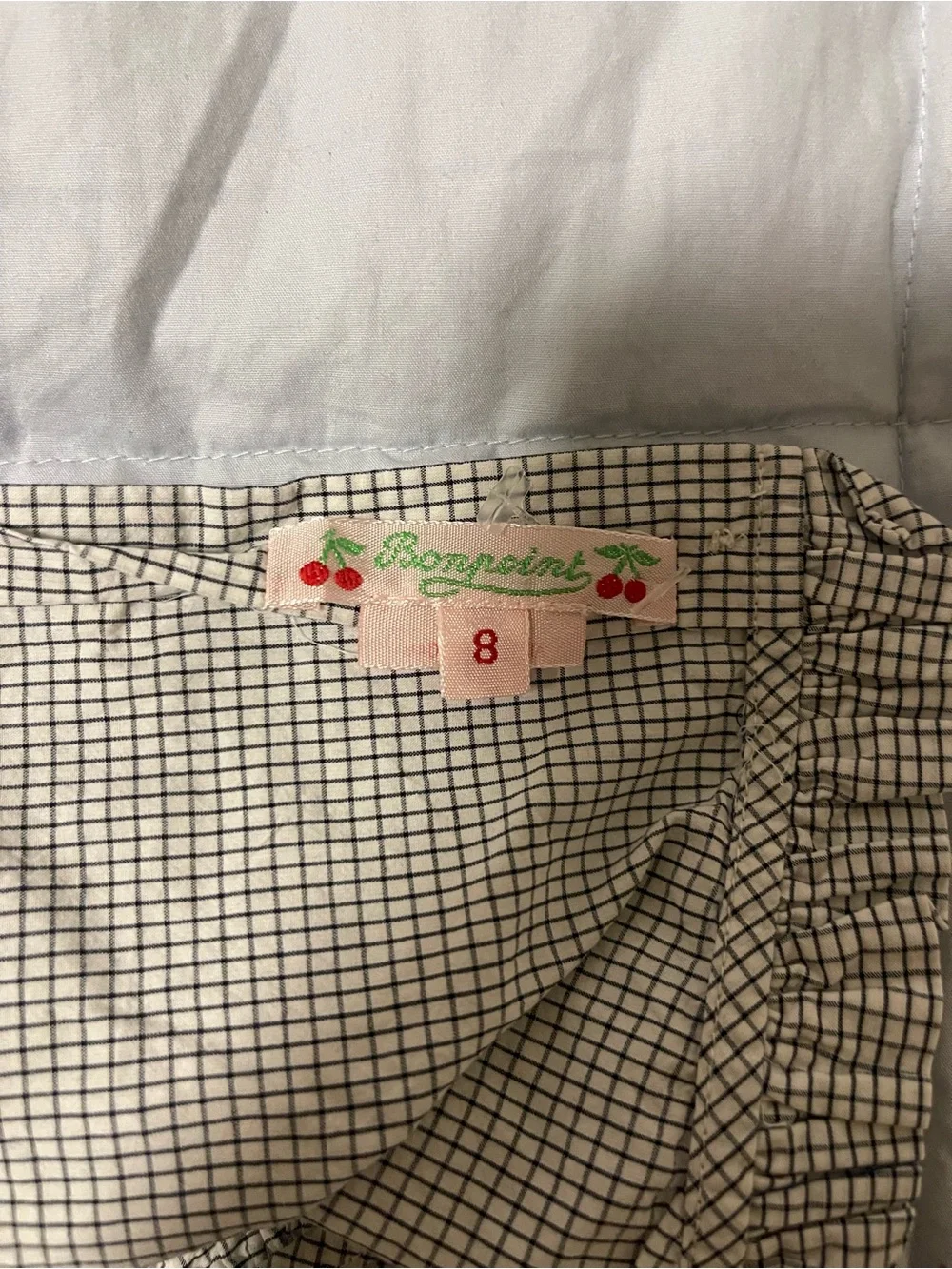 Bonpoint Black and White Gingham Ruffle Neck Sleeveless Top - Picture 3 of 3